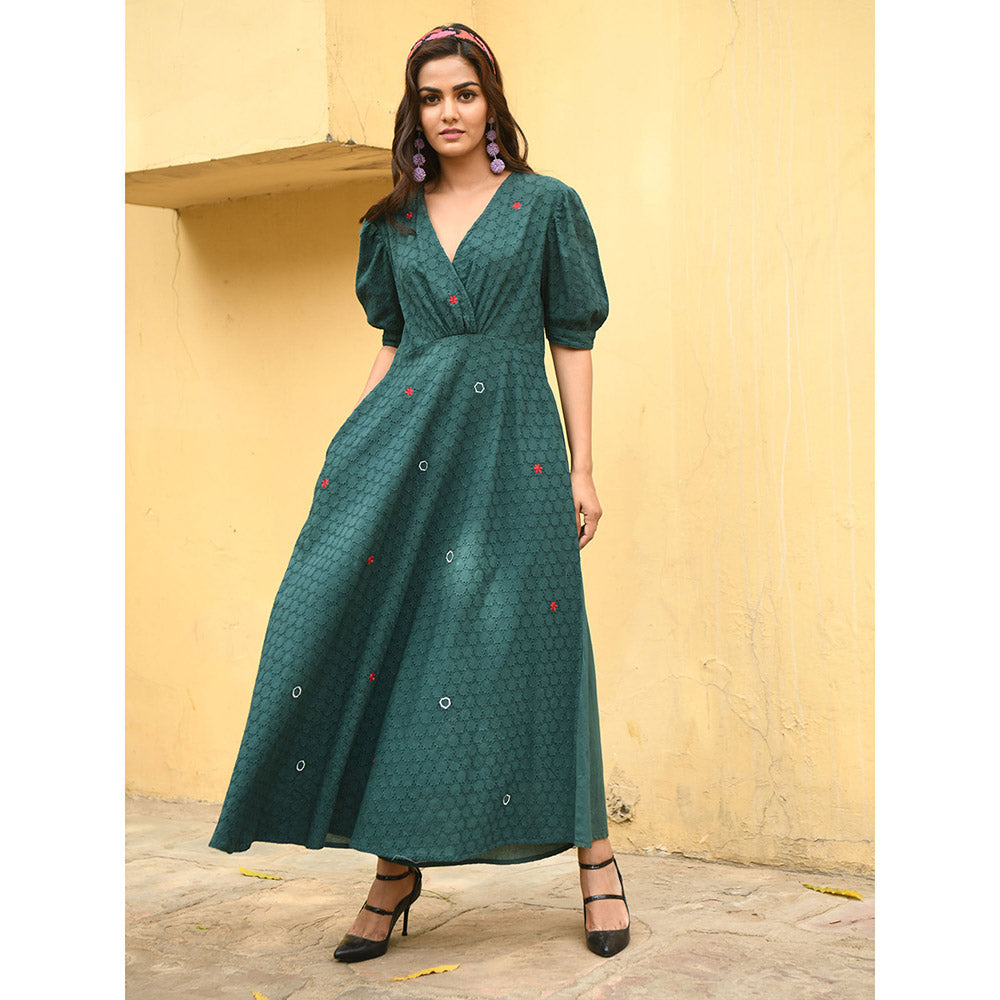 Gulaal Daisy Embroidered Fit & Flare Dress