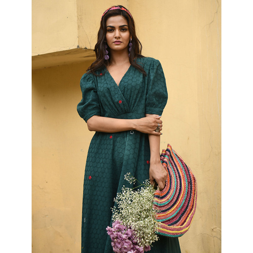 Gulaal Daisy Embroidered Fit & Flare Dress