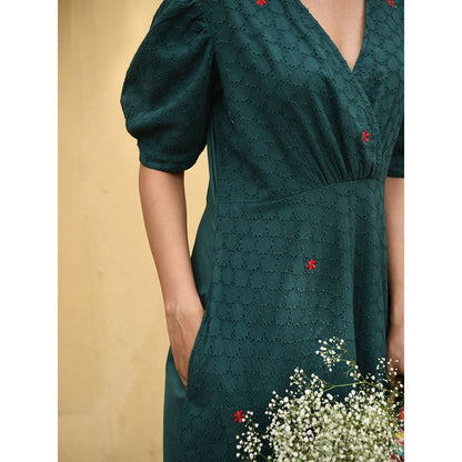 Gulaal Daisy Embroidered Fit & Flare Dress