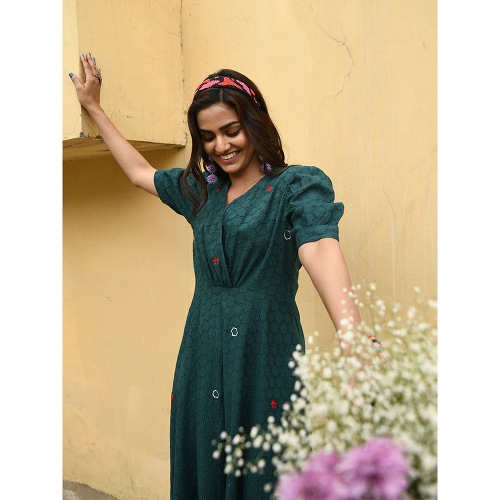 Gulaal Daisy Embroidered Fit & Flare Dress
