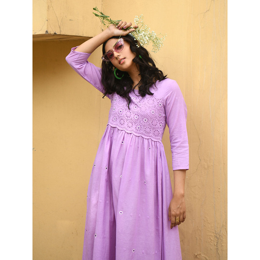 Gulaal Daisy Embroidered Lilac Maxi Dress