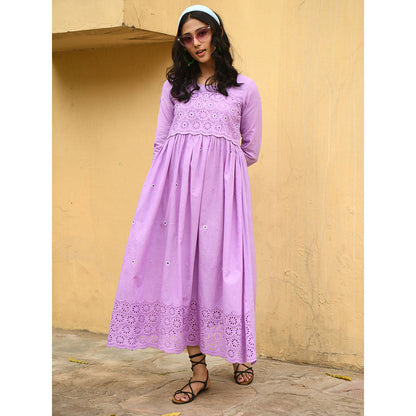 Gulaal Daisy Embroidered Lilac Maxi Dress