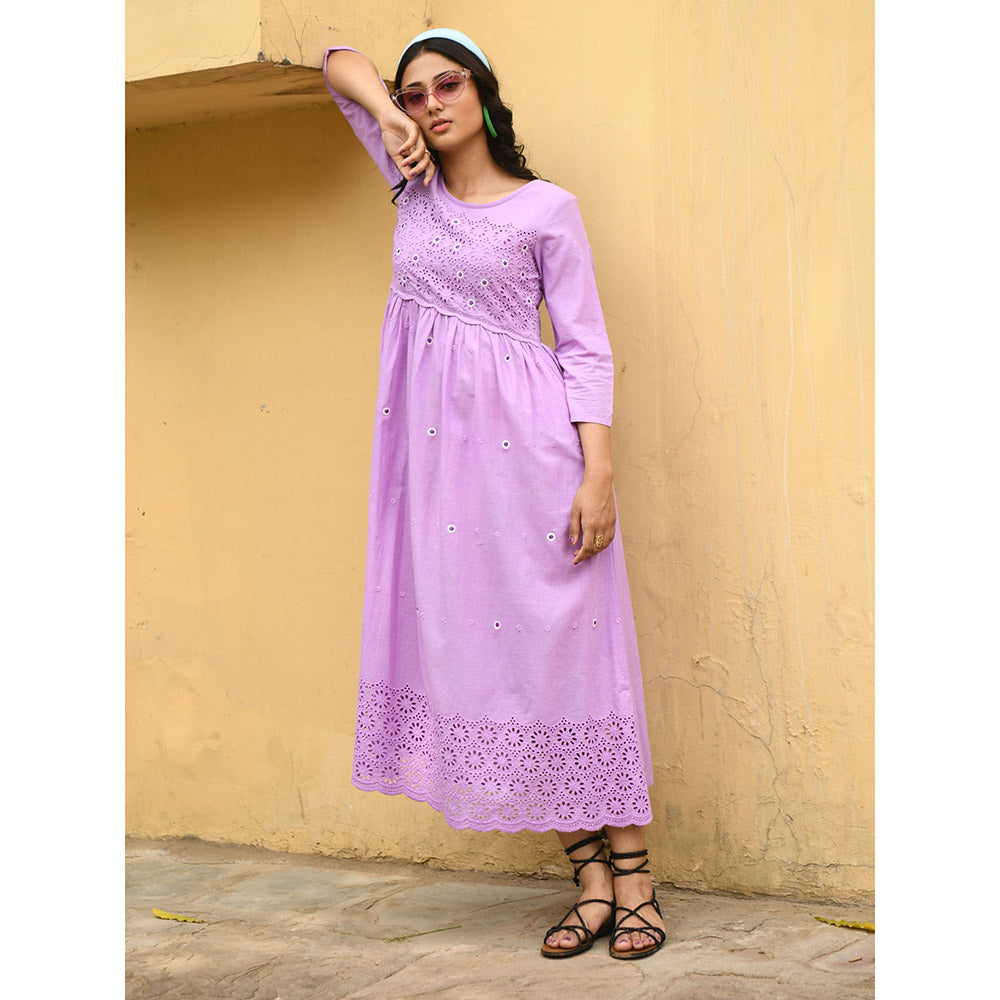 Gulaal Daisy Embroidered Lilac Maxi Dress