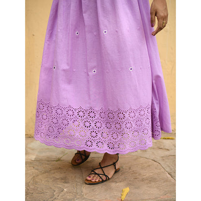 Gulaal Daisy Embroidered Lilac Maxi Dress