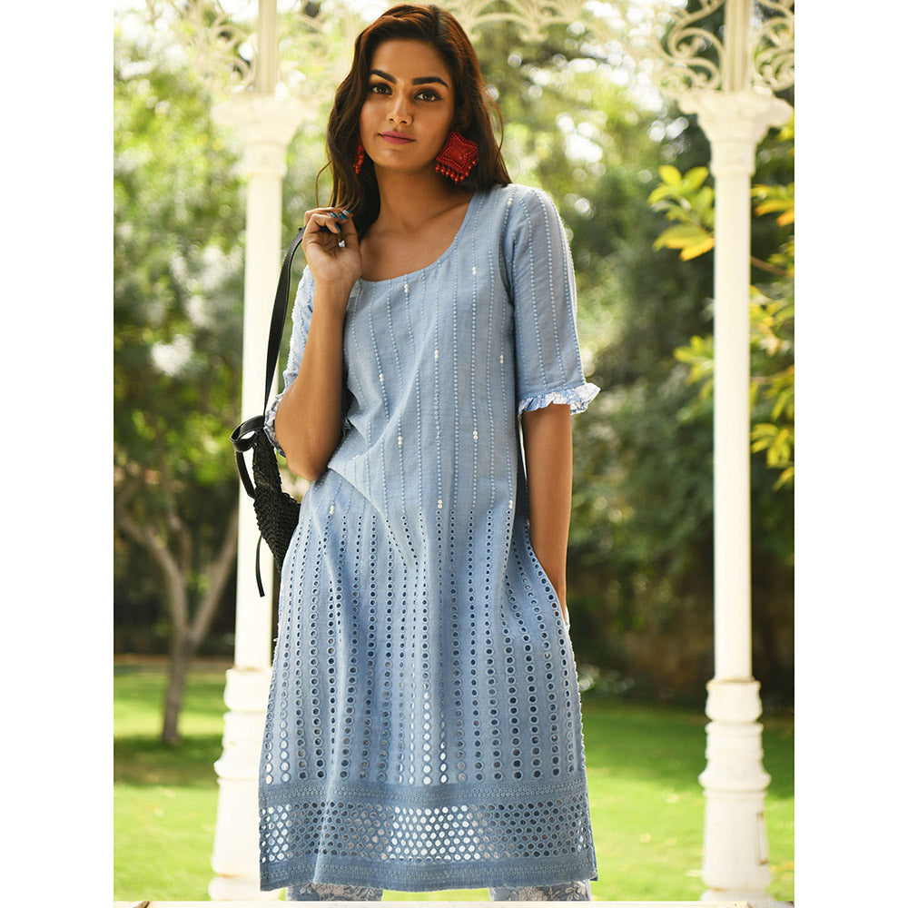 Gulaal Blue Embroidered Kurta