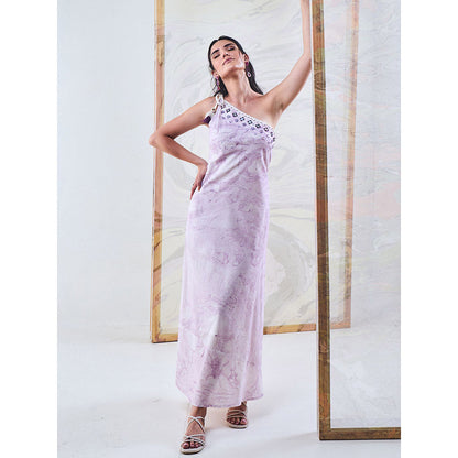 Gulaal Purple Marble One Shoulder Dress