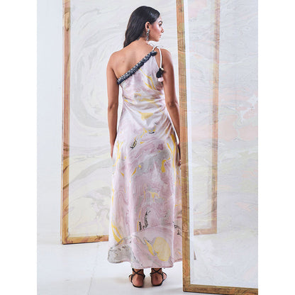 Gulaal Black & Yellow Marble One Shoulder Dress