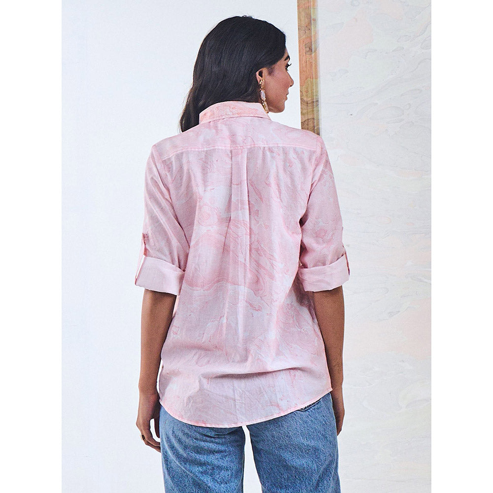 Gulaal Pink Marble Embroidered Shirt