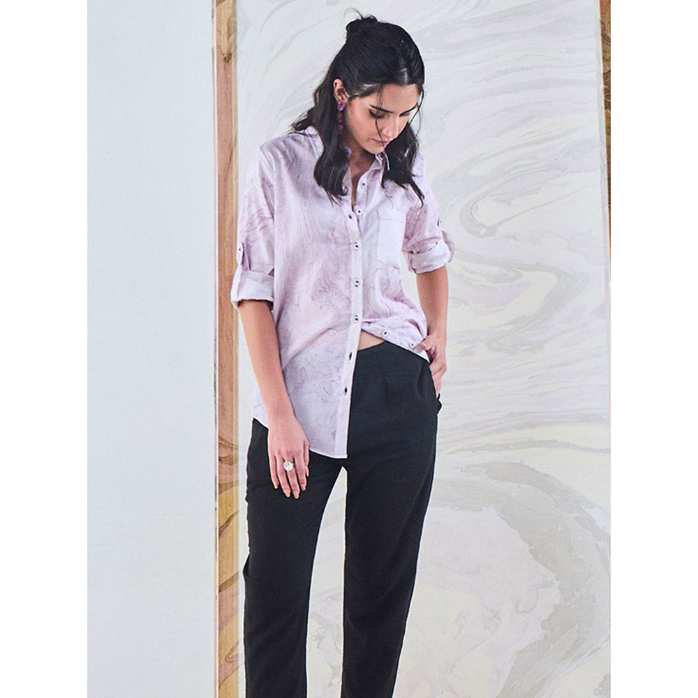 Gulaal Purple Marble Embroidered Shirt