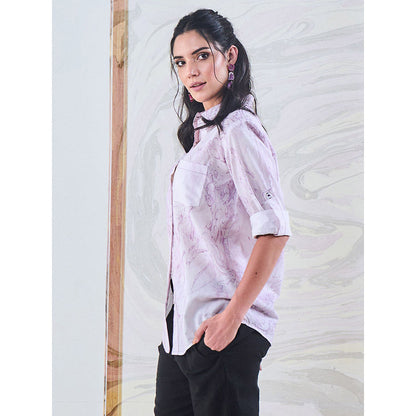 Gulaal Purple Marble Embroidered Shirt
