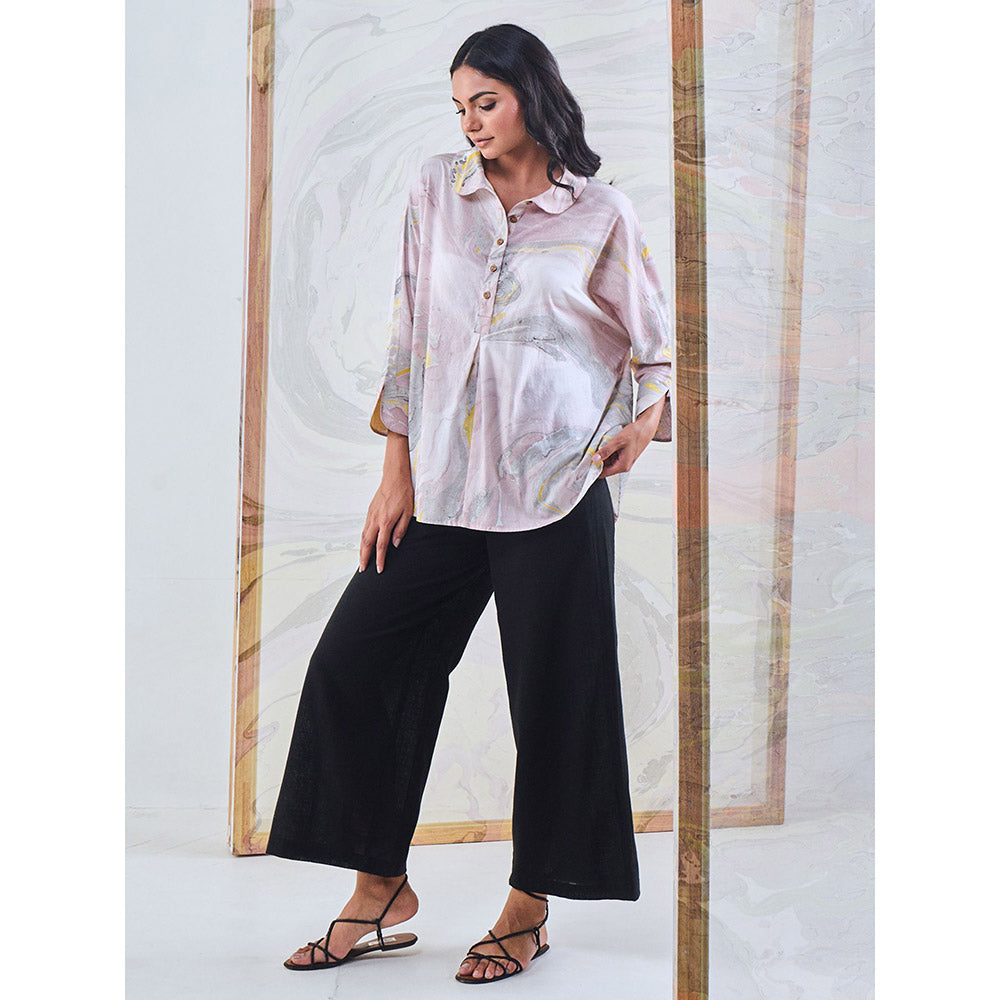 Gulaal Black & Yellow Marble Loose Fit Top