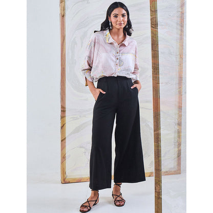 Gulaal Black & Yellow Marble Loose Fit Top