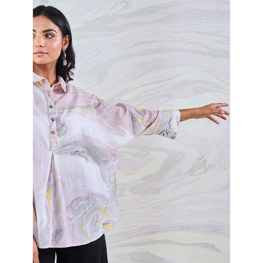 Gulaal Black & Yellow Marble Loose Fit Top