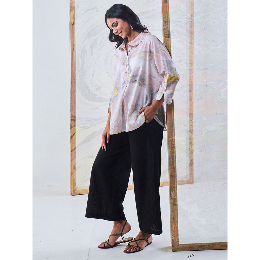 Gulaal Black & Yellow Marble Loose Fit Top