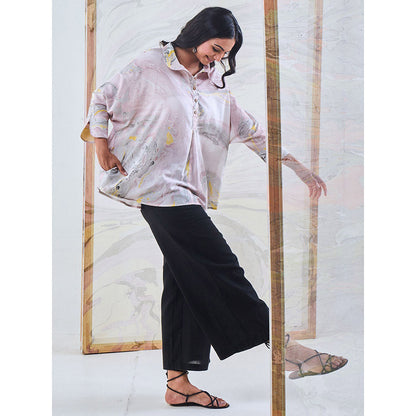 Gulaal Black & Yellow Marble Loose Fit Top