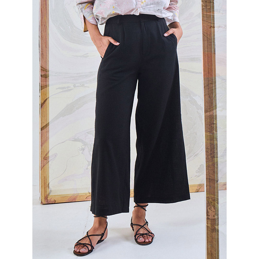 Gulaal Black Cotton Flared Pant