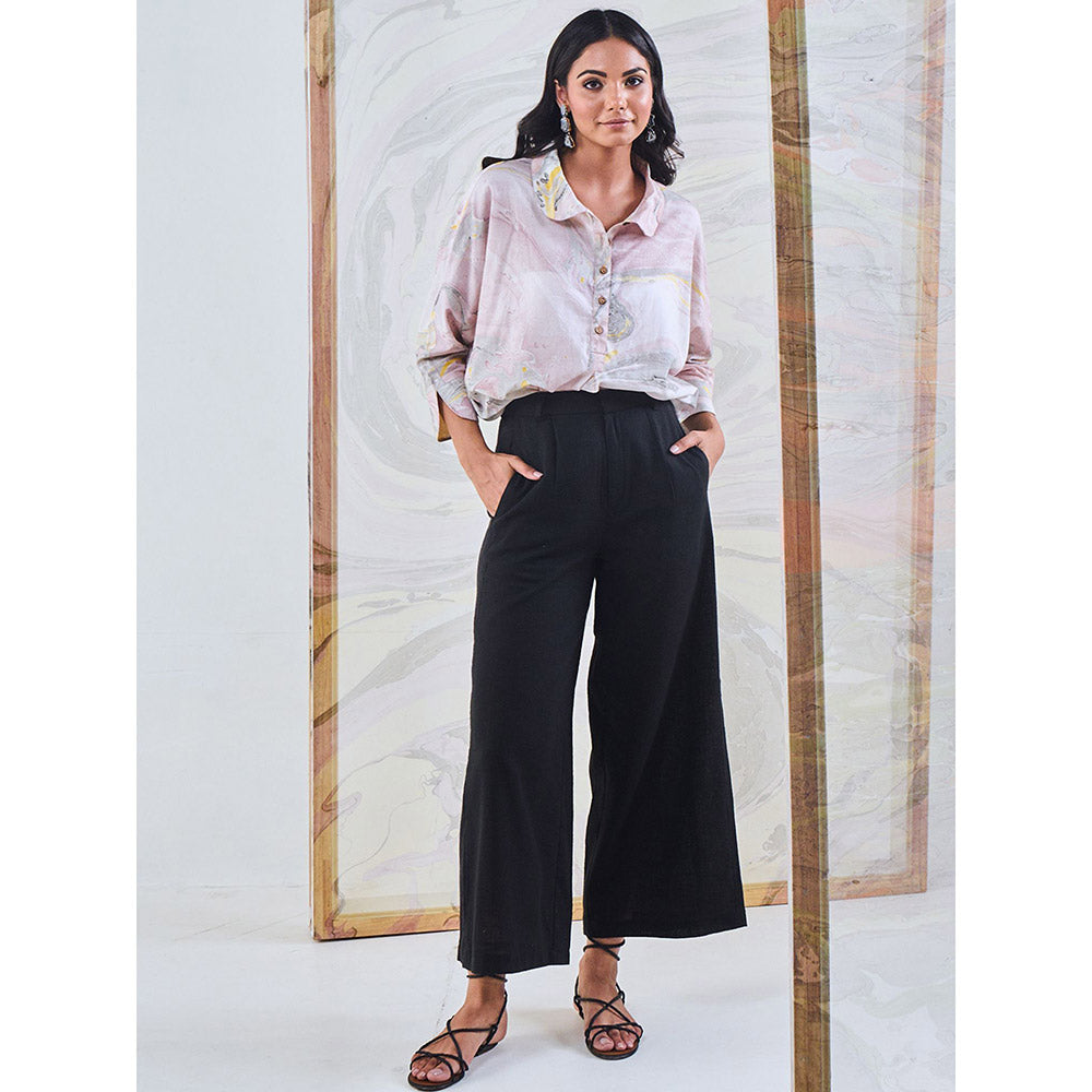 Gulaal Black Cotton Flared Pant