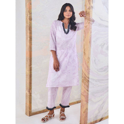 Gulaal Purple Marble Kurta-Pant (Set of 3)