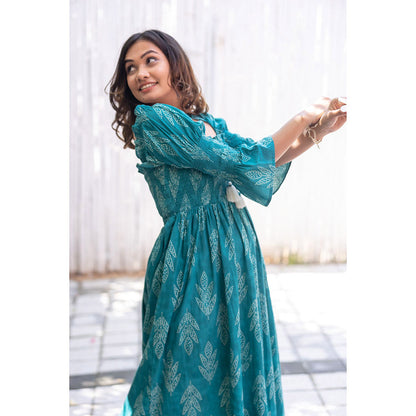 Gulaal Turquoise Smocking Dress