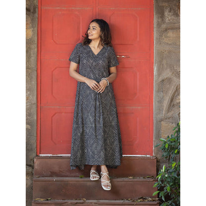 Gulaal Black Bandhani Cowl Dress
