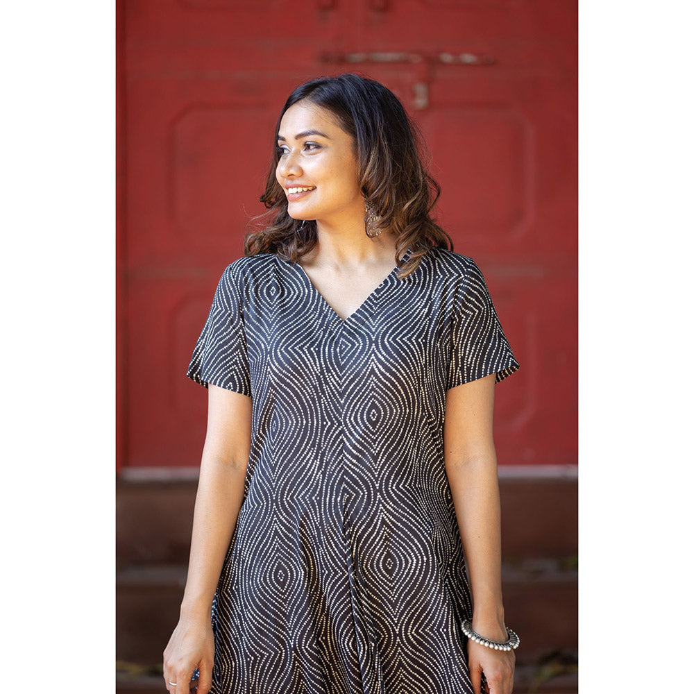 Gulaal Black Bandhani Cowl Dress