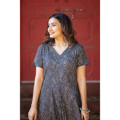 Gulaal Black Bandhani Cowl Dress