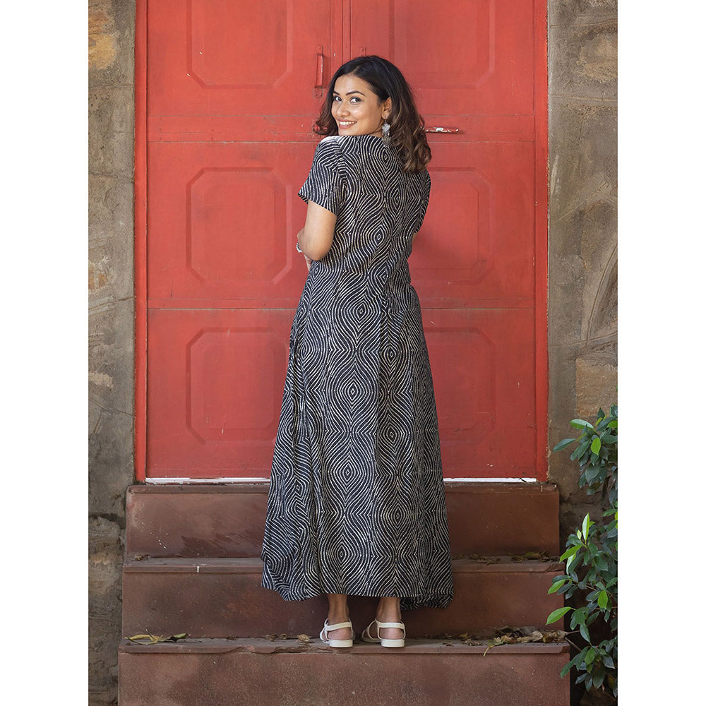 Gulaal Black Bandhani Cowl Dress