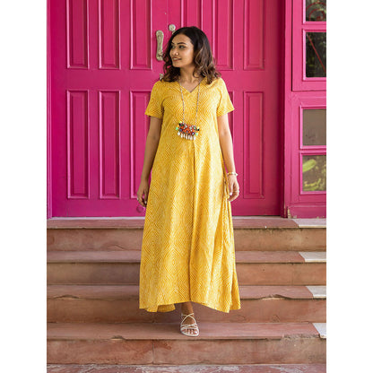 Gulaal Mustard Bandhani Cowl Dress
