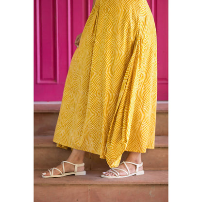 Gulaal Mustard Bandhani Cowl Dress