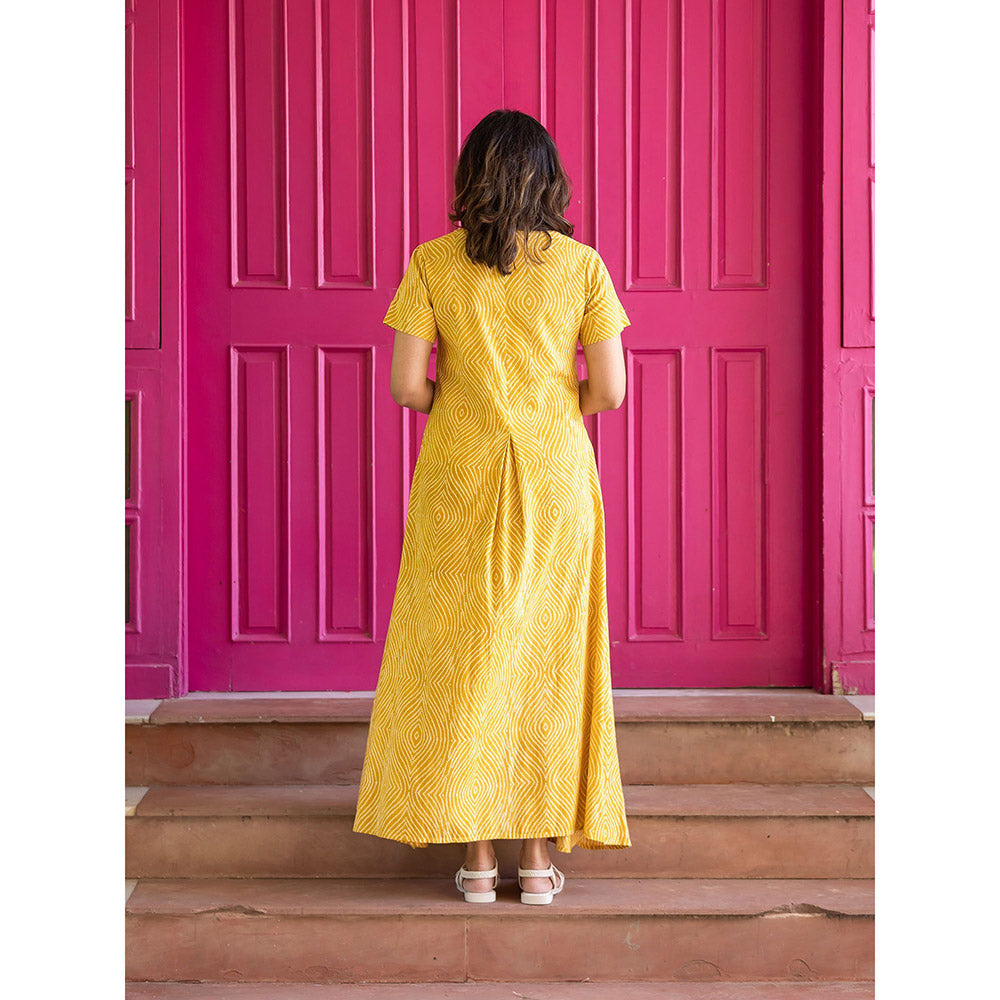 Gulaal Mustard Bandhani Cowl Dress