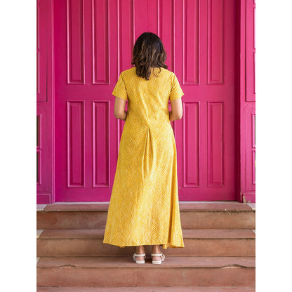 Gulaal Mustard Bandhani Cowl Dress