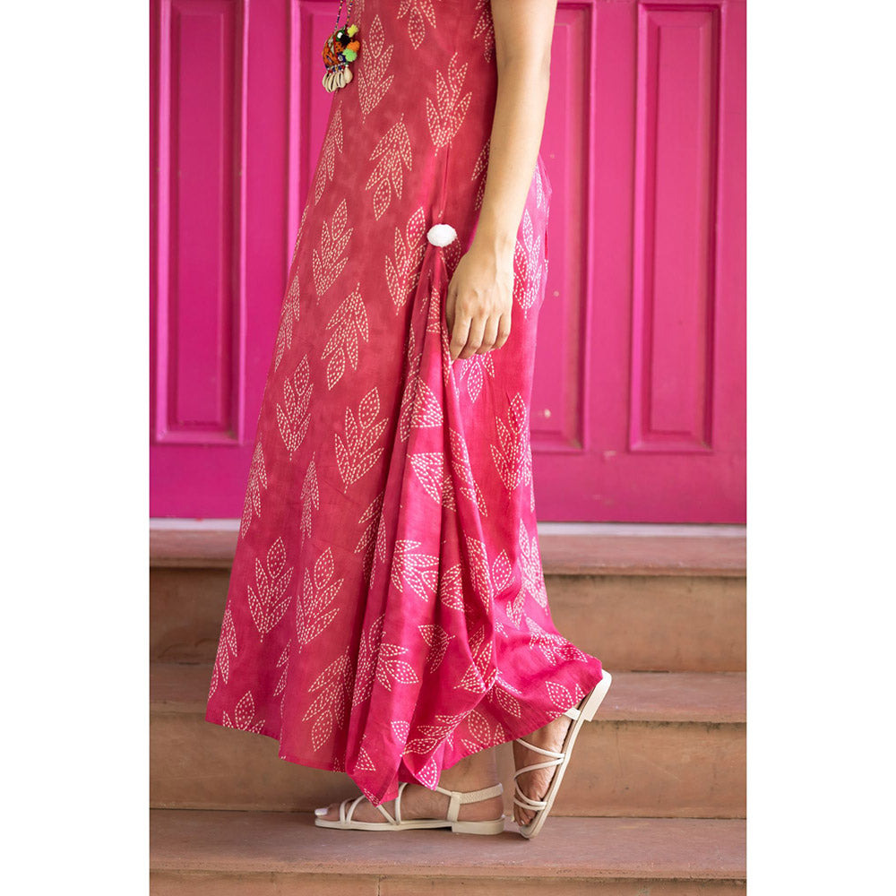 Gulaal Pink Bandhani Cowl Dress
