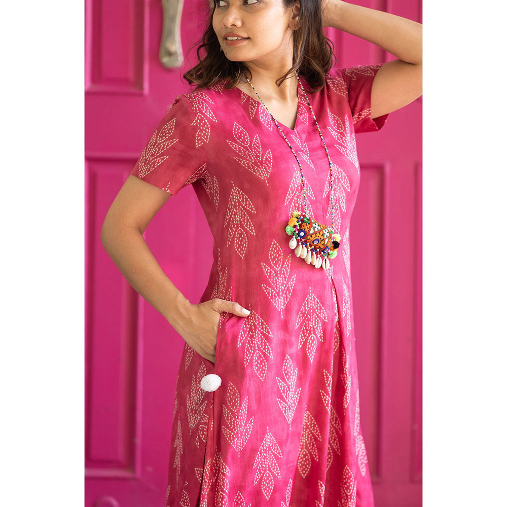 Gulaal Pink Bandhani Cowl Dress