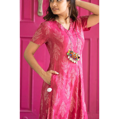 Gulaal Pink Bandhani Cowl Dress