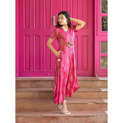 Gulaal Pink Bandhani Cowl Dress