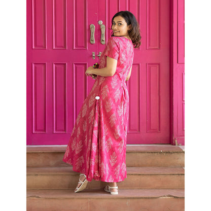 Gulaal Pink Bandhani Cowl Dress