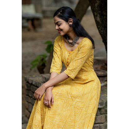Gulaal Mustard Bandhani Fit & Flare Dress