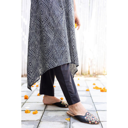 Gulaal Black Asymmetrical Cotton Kurta Pant