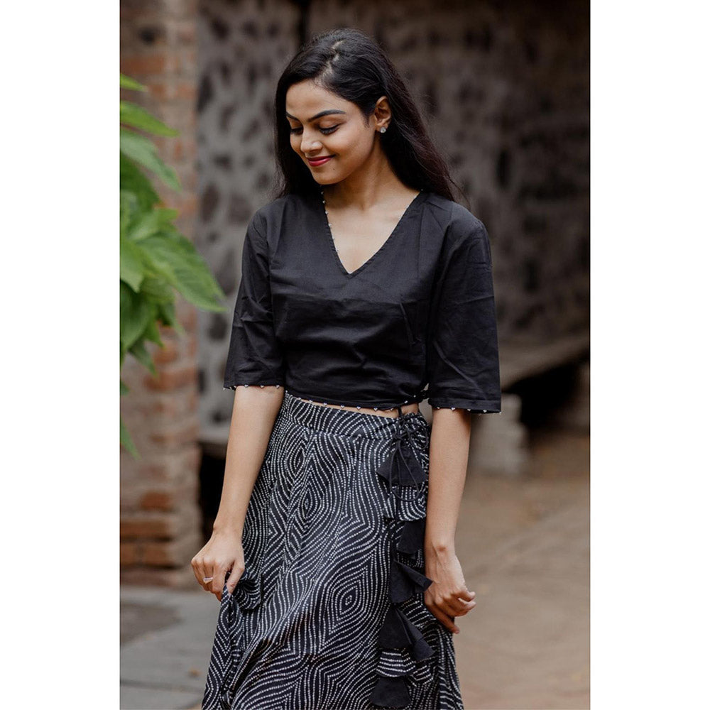 Gulaal Black Bandhani Cotton Skirt