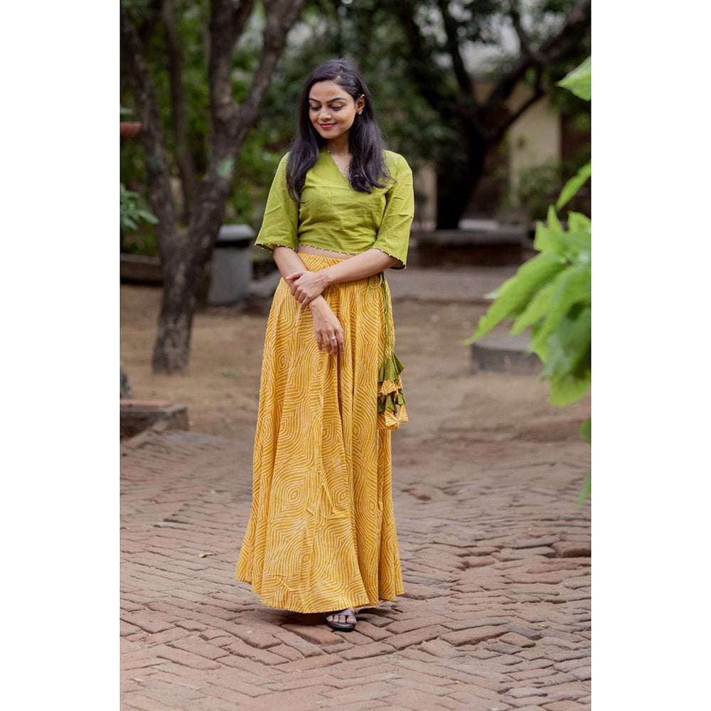 Gulaal Mustard Bandhani Cotton Skirt
