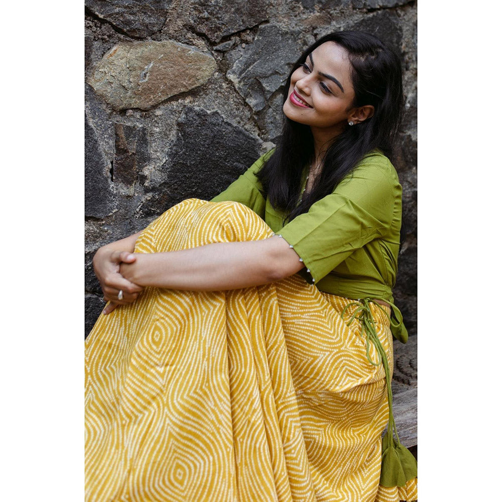 Gulaal Mustard Bandhani Cotton Skirt