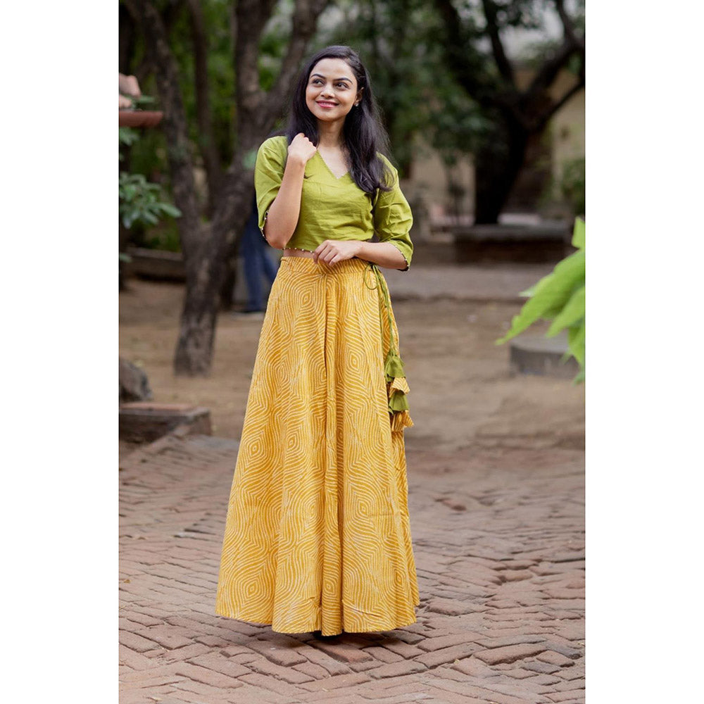 Gulaal Mustard Bandhani Cotton Skirt