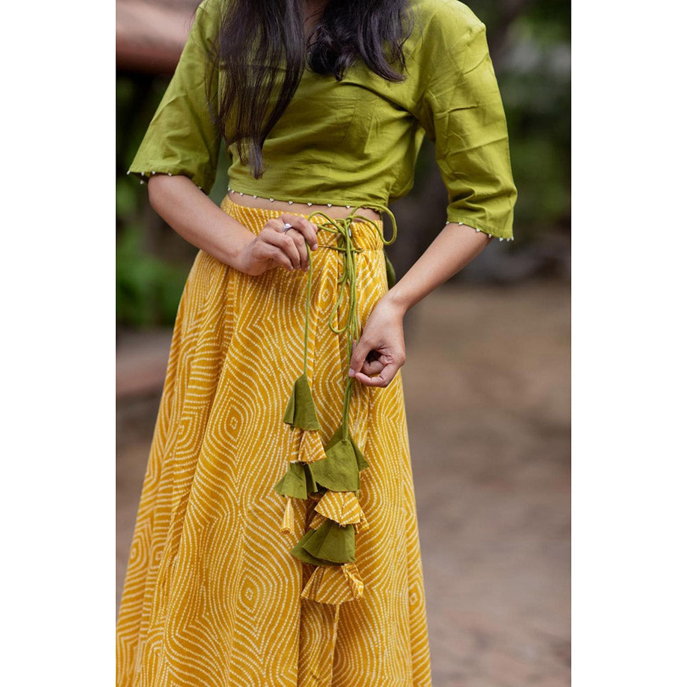 Gulaal Mustard Bandhani Cotton Skirt