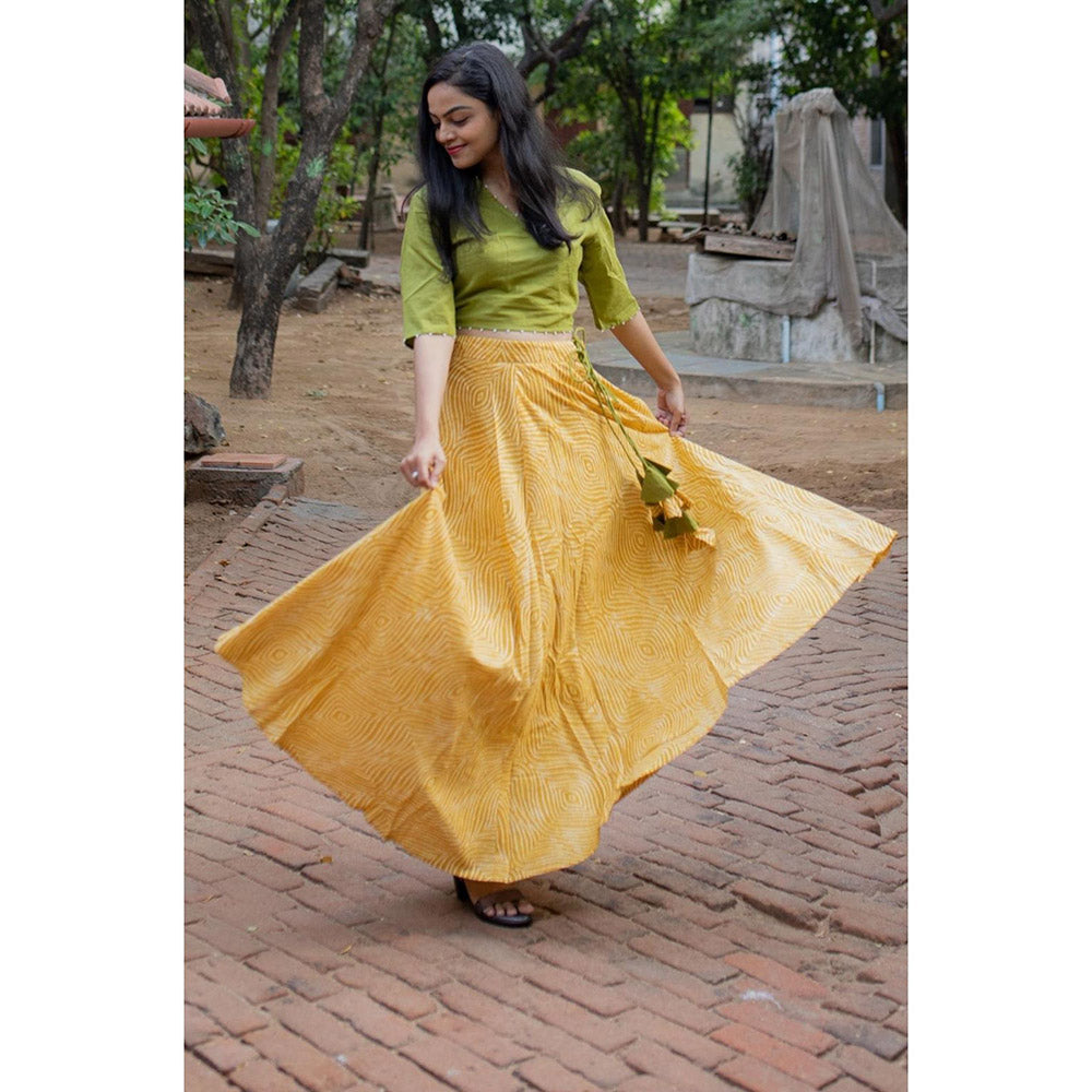 Gulaal Mustard Bandhani Cotton Skirt