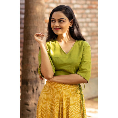 Gulaal Mustard Bandhani Cotton Skirt