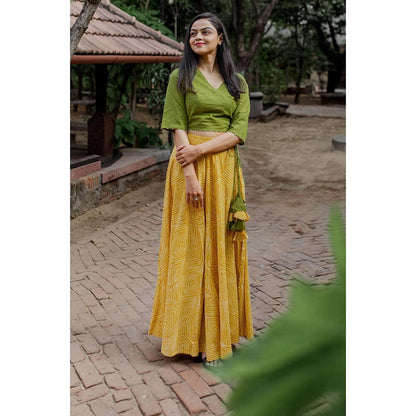 Gulaal Mustard Bandhani Cotton Skirt