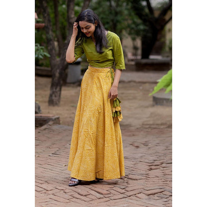 Gulaal Mustard Bandhani Cotton Skirt