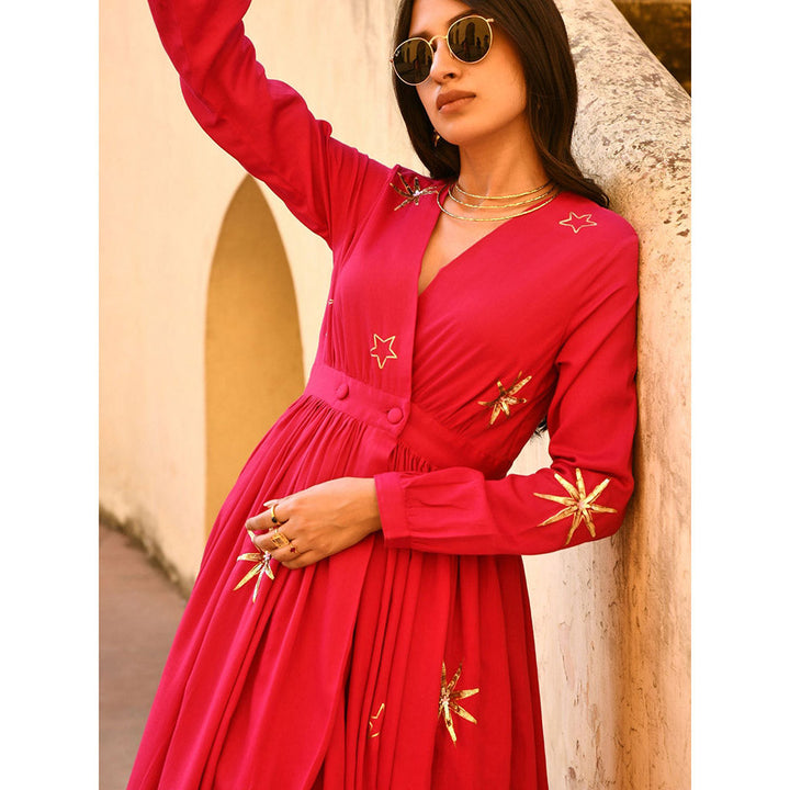 Gulaal Taraa Pink Embellished & Sequined Midi Dress