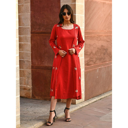Gulaal Reva Bug Red Embroidered Jacket