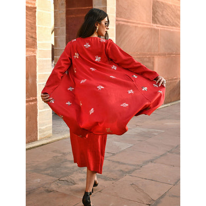 Gulaal Reva Bug Red Embroidered Jacket